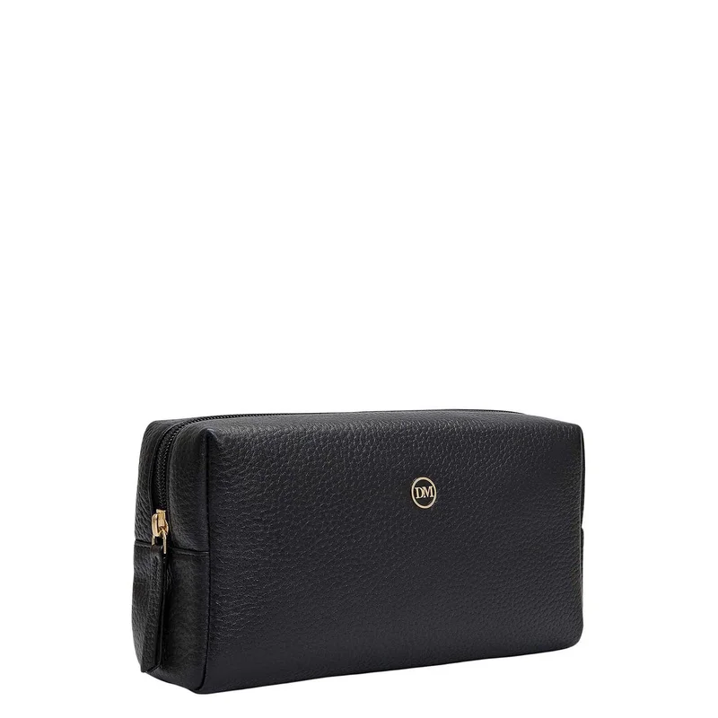 دا ميلانو Wax Leather Vanity Pouch - Black